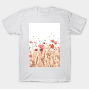 Watercolor poppies field T-Shirt